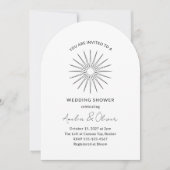 Minimale zwart witte Sunburst Lines Trouwdouche Kaart (Voorkant)