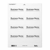 Minimale zwart-witverzending voor kleine bedrijven etiket (Full Sheet)