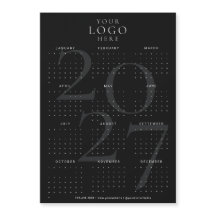 Minimale Zwarte 2027 Agenda Zakelijk Logo Magneet