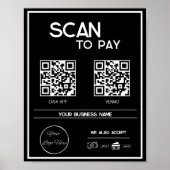 Minimale zwarte 2 QR-codes zakelijke scan om te be Poster (Voorkant)