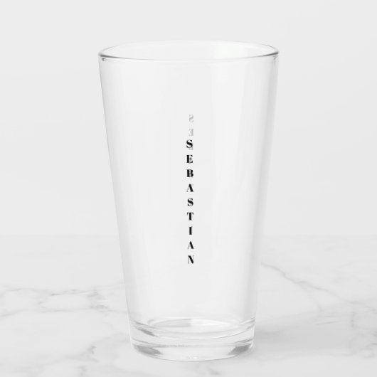 Minimale zwarte aangepaste verticale serif-naamtek glas (Achterkant)