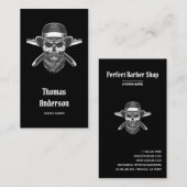 Minimale zwarte-baardscheermessen Logo Trendy Barb Visitekaartje (Voorkant / Achterkant)