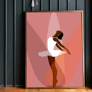 Minimale zwarte Ballerina Afrikaanse Amerikaanse d Poster