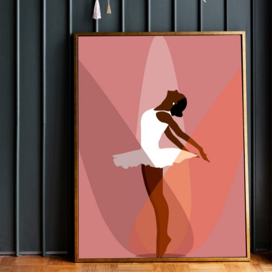 Minimale zwarte Ballerina Afrikaanse Amerikaanse d Poster