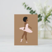 Minimale zwarte ballerina afro-haarillustratie briefkaart (Staand voorkant)