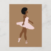 Minimale zwarte ballerina afro-haarillustratie briefkaart (Voorkant)