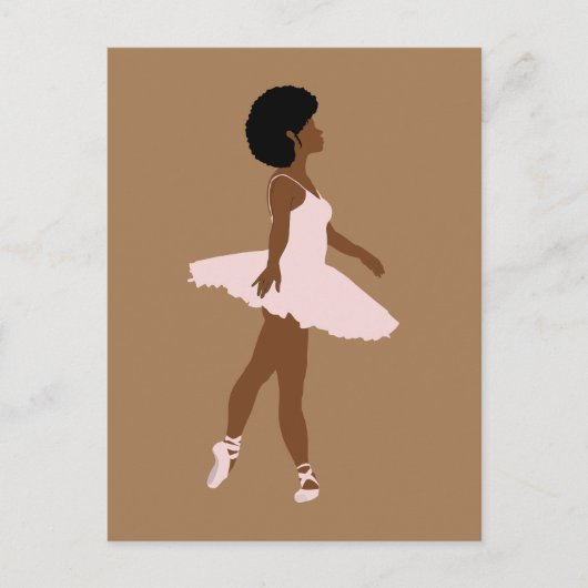 Minimale zwarte ballerina afro-haarillustratie briefkaart (Voorkant)