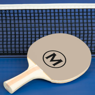 Minimale zwarte beige klassieke monogram tafeltennisbatje