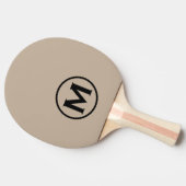 Minimale zwarte beige klassieke monogram tafeltennisbatje (Zijkant)