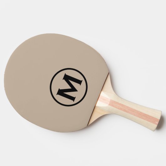 Minimale zwarte beige klassieke monogram tafeltennisbatje (Zijkant)