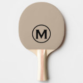 Minimale zwarte beige klassieke monogram tafeltennisbatje (Voorkant)