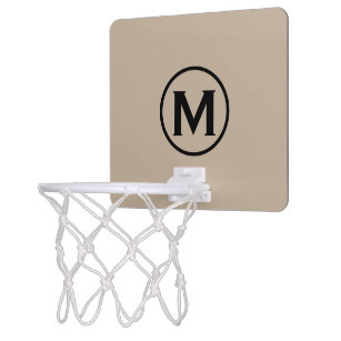 Minimale zwarte beige monogrammen mini basketbalbord