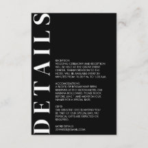Minimale zwarte bijkaart voor huwelijksdetails