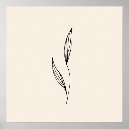 Minimale zwarte bladeren poster (Voorkant)
