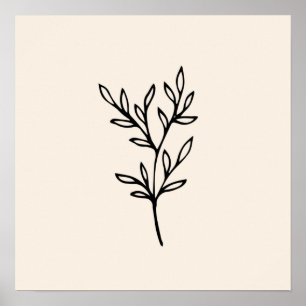 Minimale zwarte bladeren poster