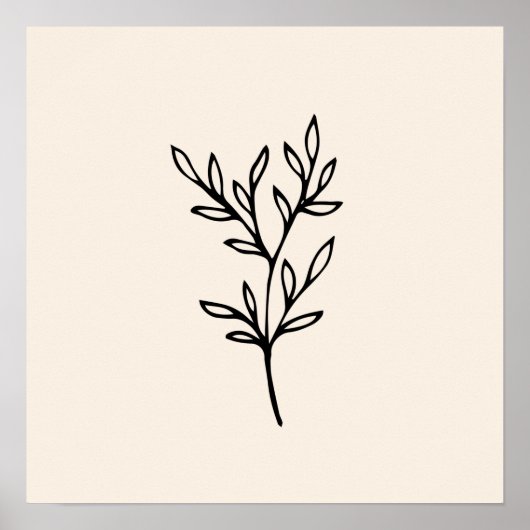 Minimale zwarte bladeren poster (Voorkant)