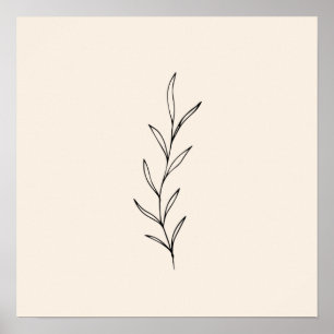 Minimale zwarte bladeren poster
