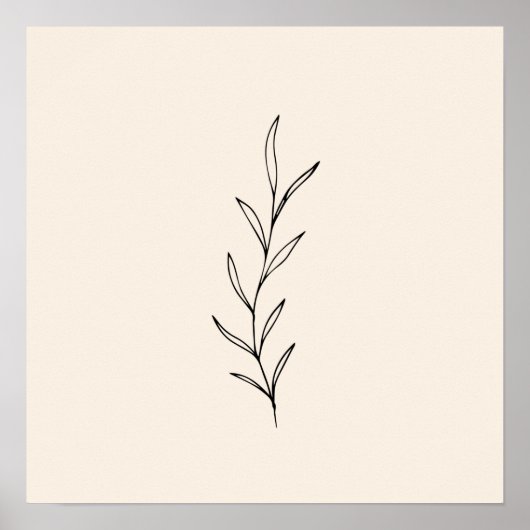 Minimale zwarte bladeren poster (Voorkant)