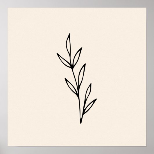 Minimale zwarte bladeren poster (Voorkant)
