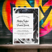 Minimale zwarte blauwe vlammen Abstracte bruiloft Kaart