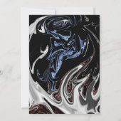 Minimale zwarte blauwe vlammen Abstracte bruiloft Kaart (Achterkant)