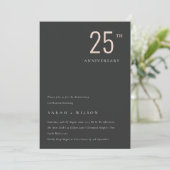 Minimale zwarte Blush Jubileum elk jaar uitnodigen Bedankkaart (Staand voorkant)