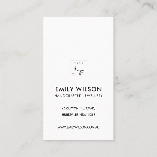 MINIMALE ZWARTE BLUSH RECHTHOEK DANK U LOGO VISITEKAARTJE (Achterkant)