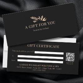 Minimale zwarte botanische QR-code cadeaubonnen