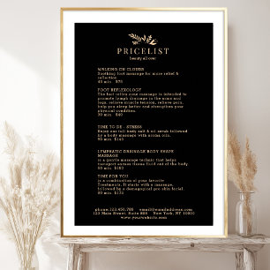 Minimale Zwarte Botanische Salon Prijslijst Poster