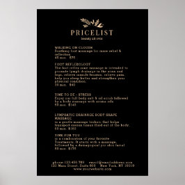 Minimale Zwarte Botanische Salon Prijslijst Poster