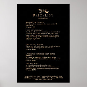 Minimale Zwarte Botanische Salon Prijslijst Poster