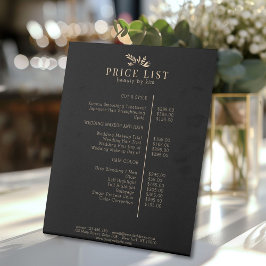 Minimale Zwarte Botanische Salon Prijzenlijst Reclamebord Met Voetstuk