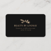 Minimale Zwarte Botanische Salon QR-Code Loyalty Visitekaartje (Voorkant)