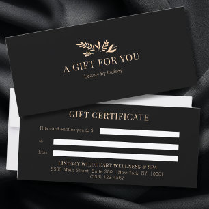 Minimale Zwarte Botanische Zakelijke Cadeaucertifi