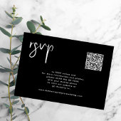 Minimale zwarte bruiloft QR Code eenvoudig RSVP Kaartje
