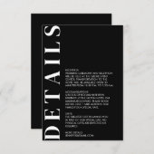 Minimale zwarte bruiloft — Versluitingskaart Informatiekaartje (Voorkant / Achterkant)