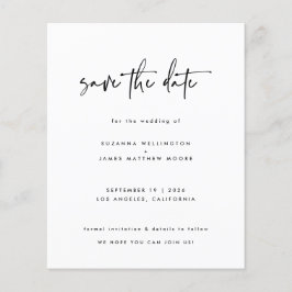 Minimale Zwarte Budget Calligrafie Trouwdatum Bewa Flyer