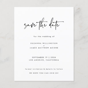 Minimale Zwarte Budget Calligrafie Trouwdatum Bewa Flyer