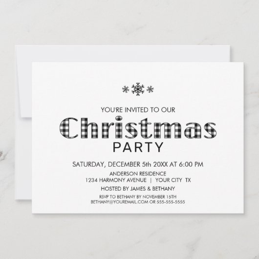 Minimale zwarte Buffalo met zwarte kerstinv Kaart (Voorkant)