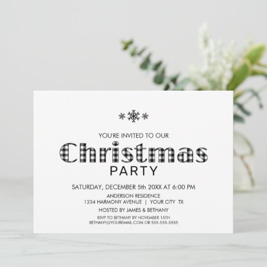 Minimale zwarte Buffalo met zwarte kerstinv Kaart (Staand voorkant)