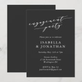Minimale zwarte classic Engagement Party Kaart (Voorkant / Achterkant)