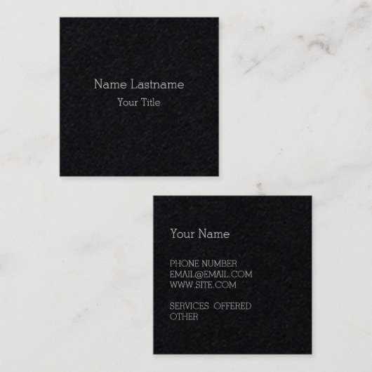 Minimale zwarte Core Dual Side Vierkante Visitekaartje (Voorkant / Achterkant)