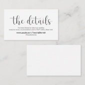 Minimale, zwarte doopvont, de Details van de Weddi Informatiekaartje (Voorkant / Achterkant)