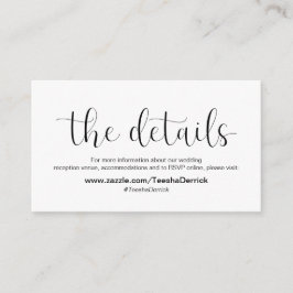 Minimale, zwarte doopvont, de Details van de Weddi Informatiekaartje