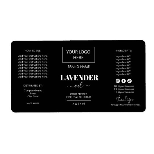 Minimale zwarte Dropper Fles Etiket Logo (Voorkant)