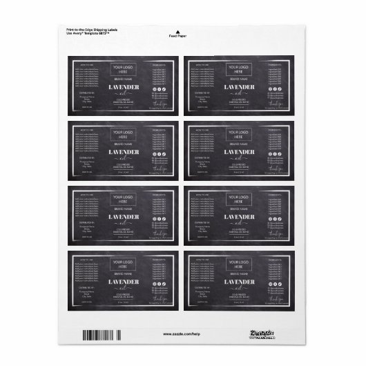 Minimale zwarte Dropper Fles Etiket Logo (Full Sheet)