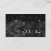 Minimale zwarte druppelaar Glitter QR-code Eenvoud Visitekaartje (Voorkant)