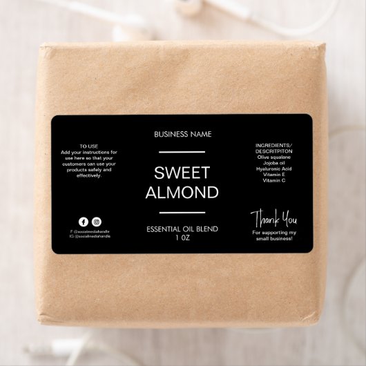 Minimale zwarte druppellabels voor druppelflesjes etiket (Insitu)