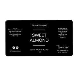 Minimale zwarte druppellabels voor druppelflesjes etiket