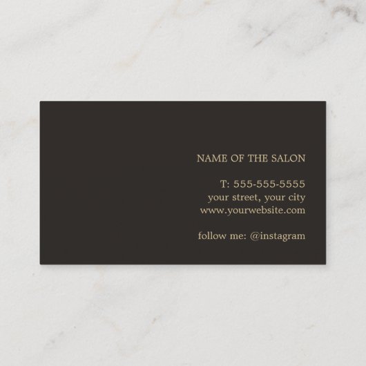 Minimale zwarte Elegant faux Gold Hair Stylist Visitekaartje (Achterkant)